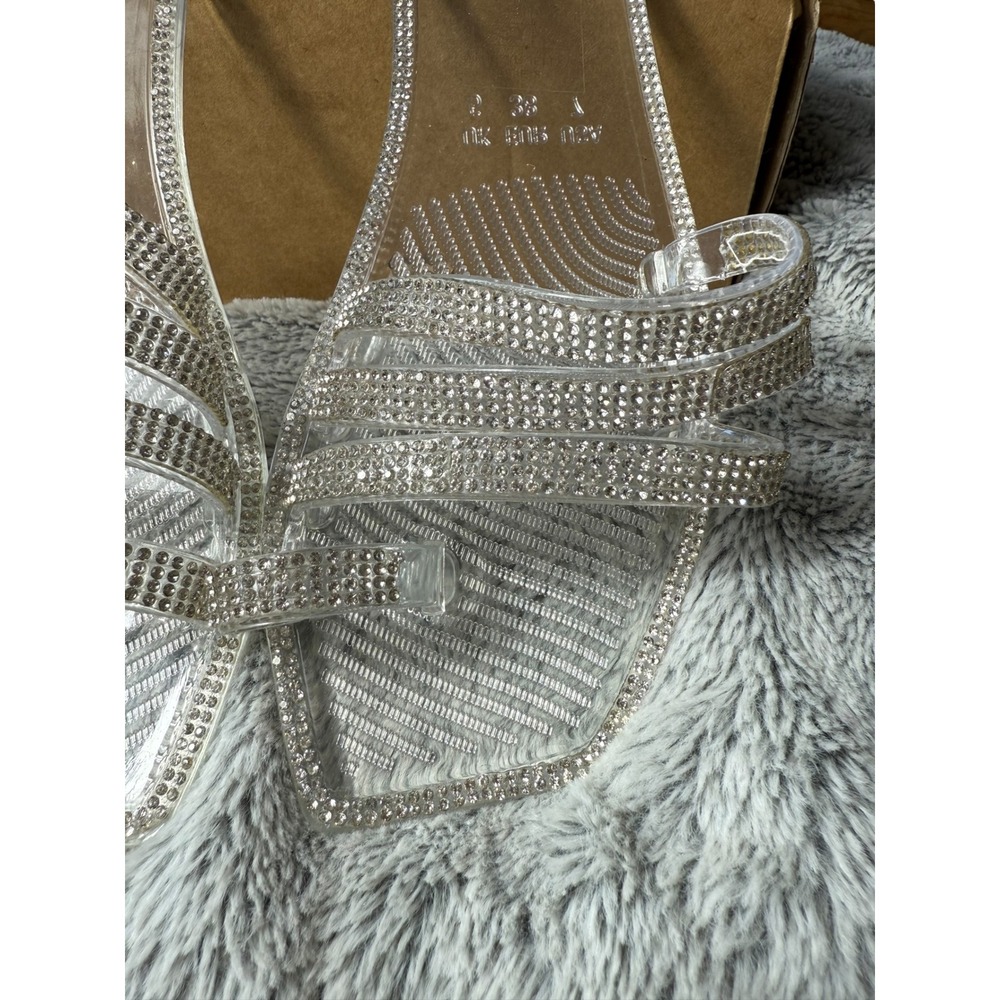 Anna Silver Rhinestone Slide Sandals - Picture 7 of 12